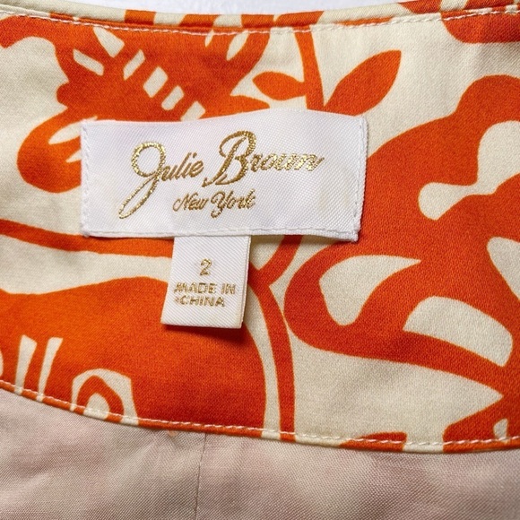 Julie Brown Orange Butterfly & Floral Wrap Top - Picture 7 of 10
